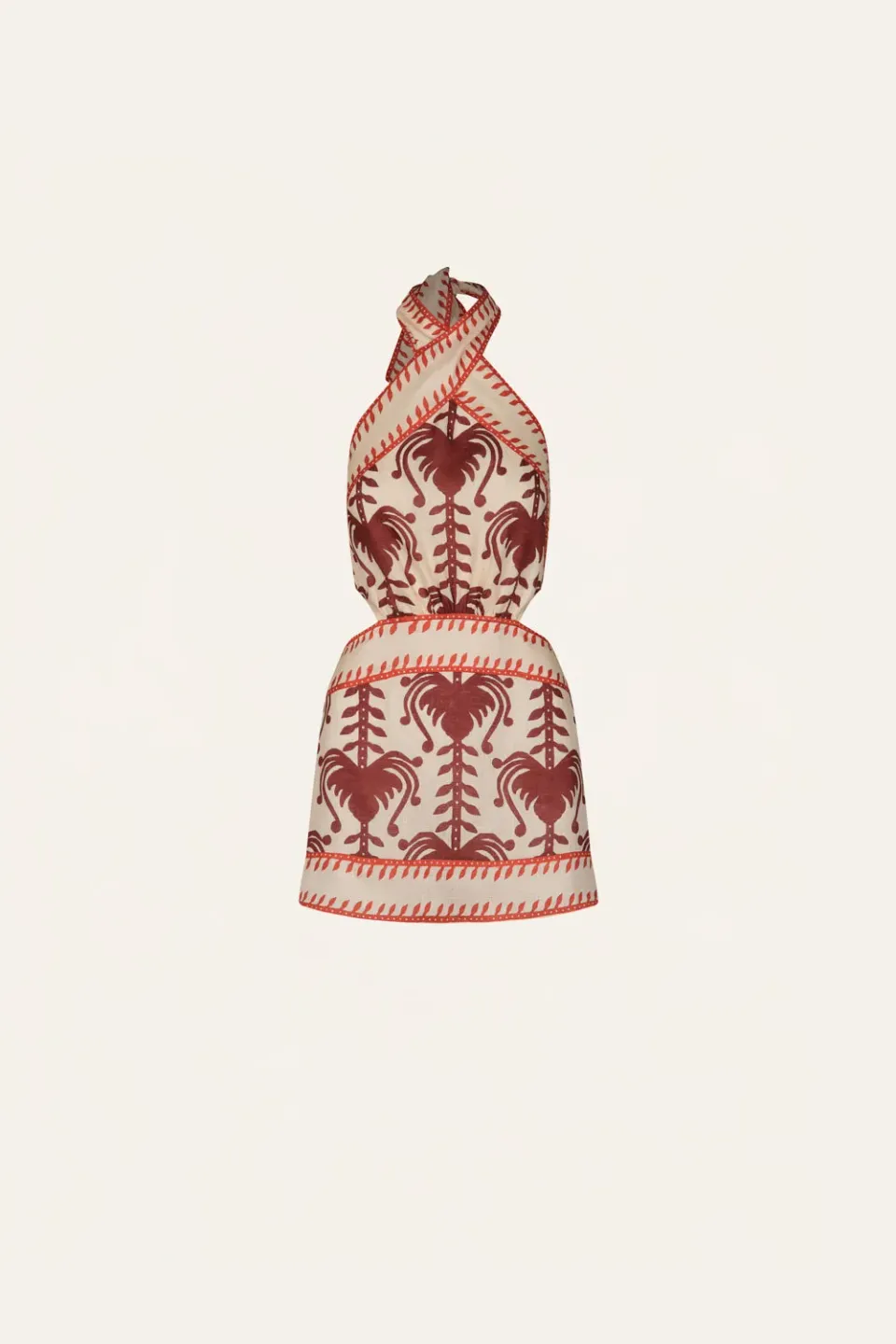 Johanna Ortiz Tide Strength Mini Abito Lino Ecru Marsala