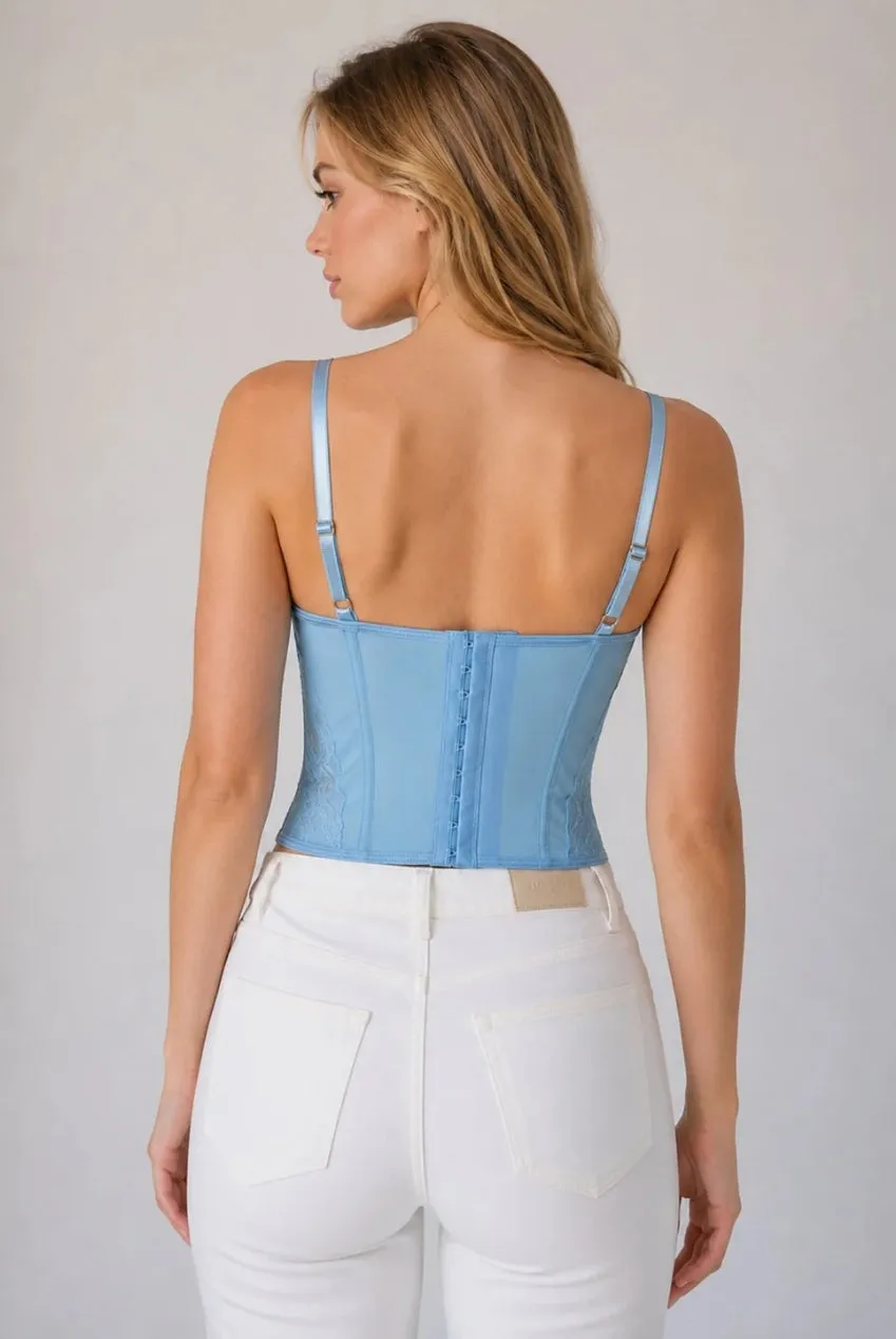 Avinci Bustier Corset Top Pizzo Azzurro Spalline Regolabili