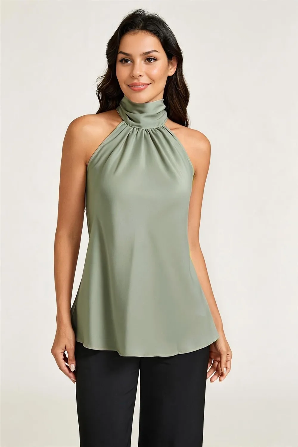 FS Collection Satin top salvia halter raso schiena