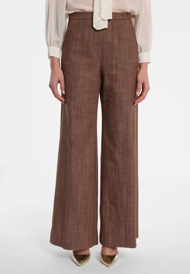 Ana Alcazar Enlosia jeans palazzo marrone cognac