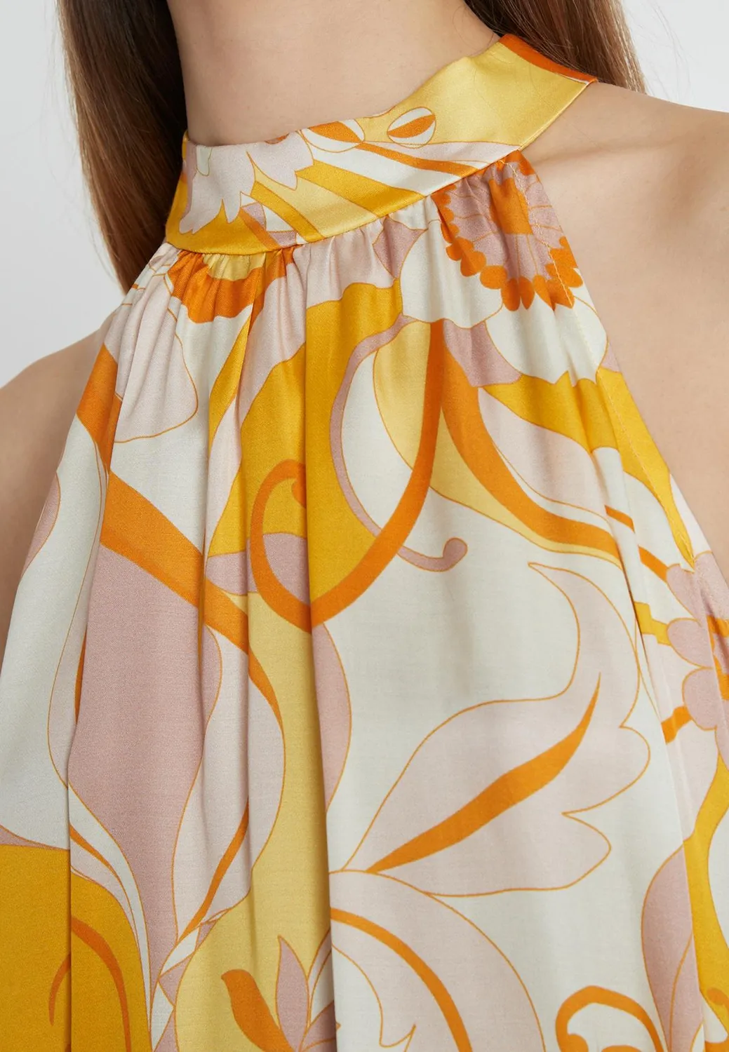 Ana Alcazar Redia top all'americana floreale giallo