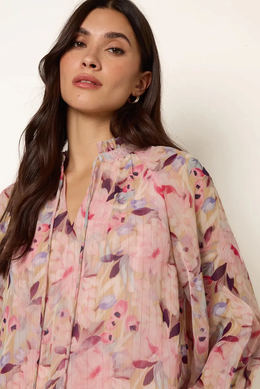 Blue Vanilla Watercolour camicia floreale rosa poliestere