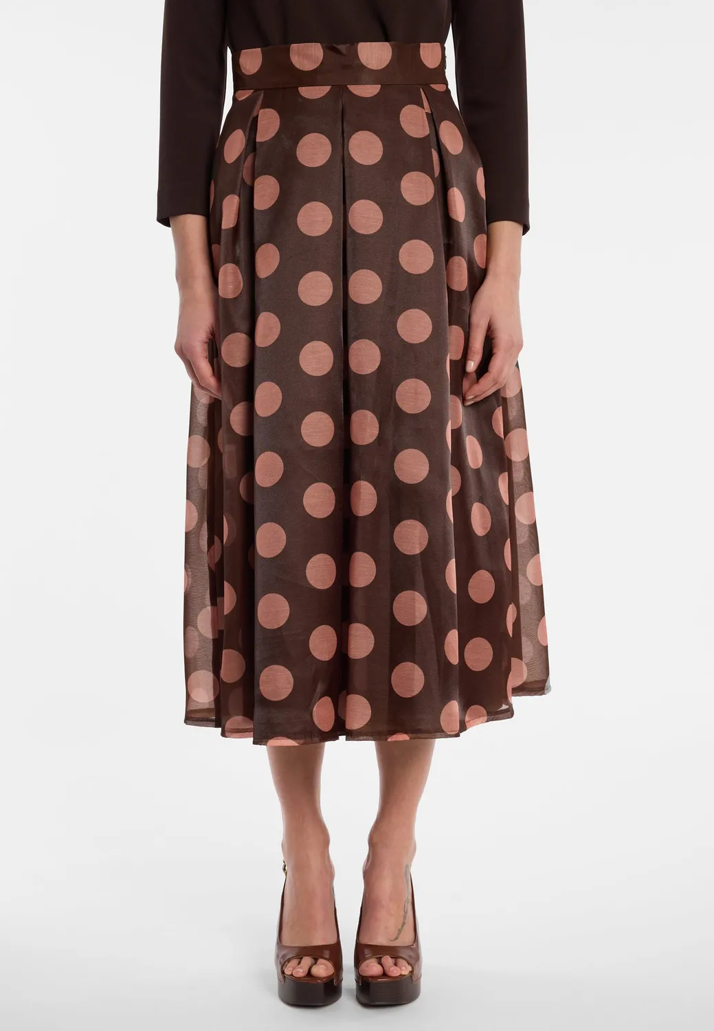Ana Alcazar Eliranda gonna plisse midi pois