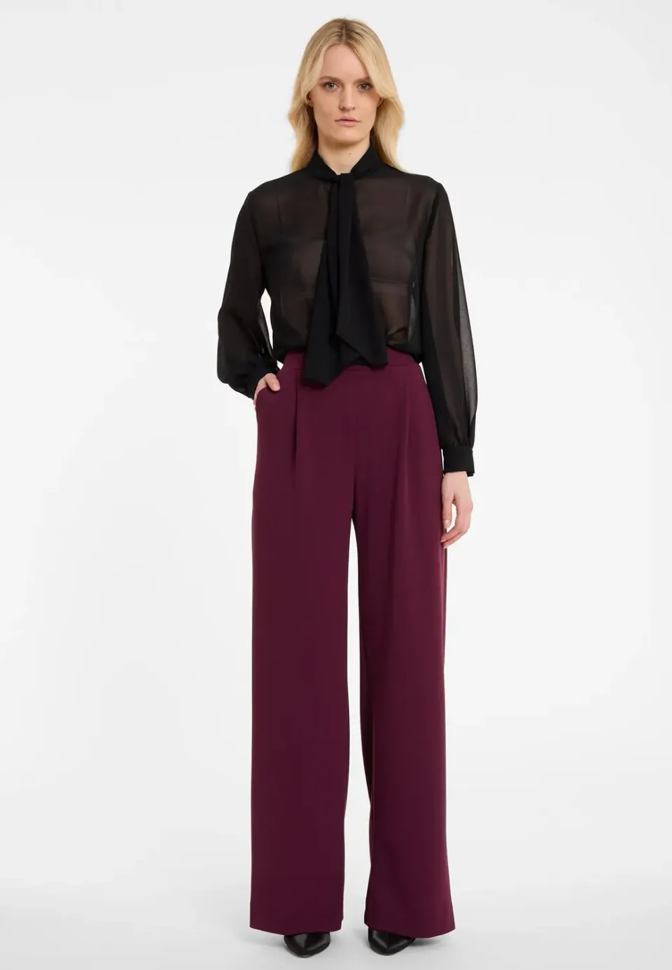 Ana Alcazar Adysa pantaloni palazzo bordeaux pieghe