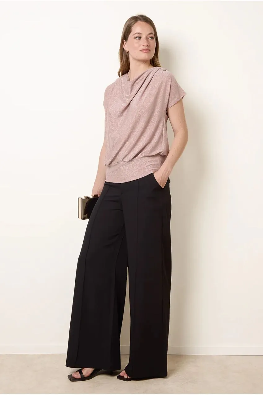 Blue Vanilla Lurex top rosa manica corta