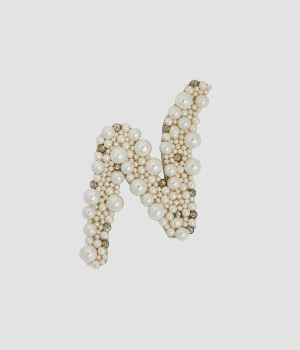 Erdem Pearl Alphabet spilla lettera N perle cristalli