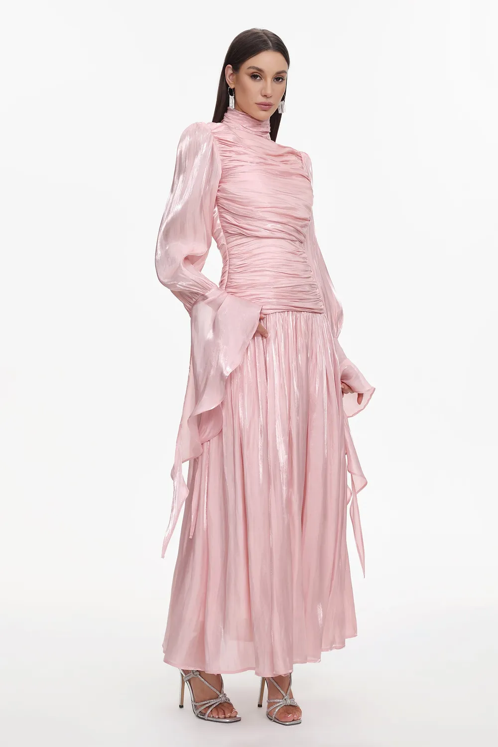 Bella Barnett Viky Resort abito lungo rosa manica lunga