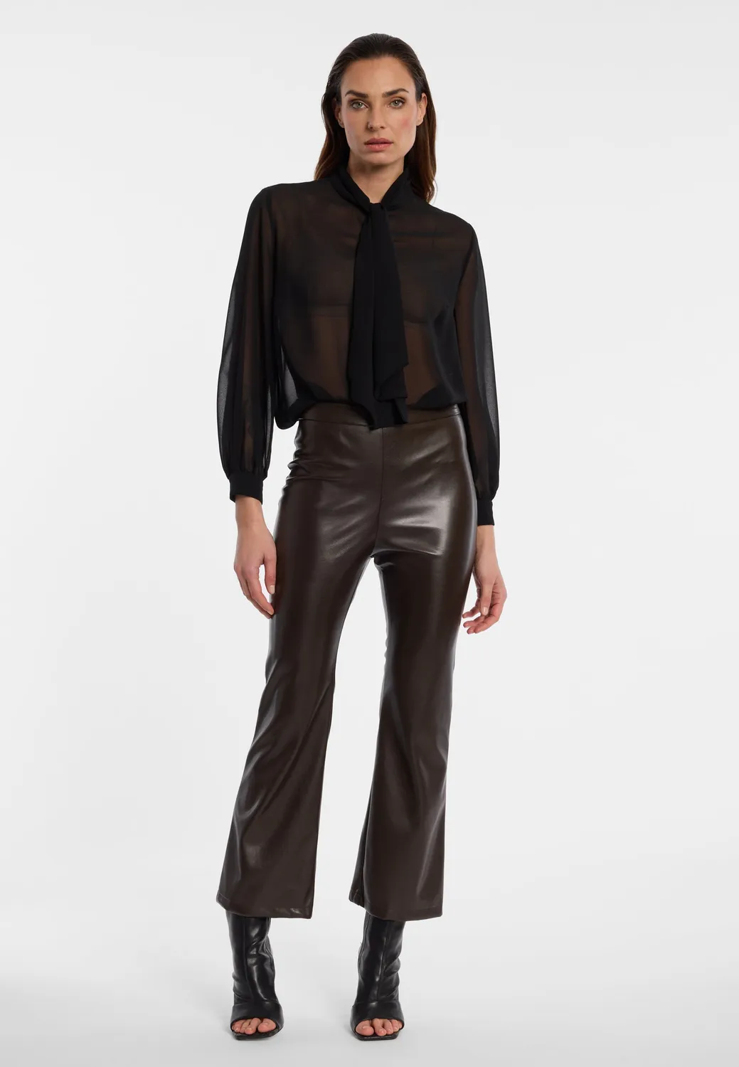 Ana Alcazar Elurima pantaloni cropped svasati marrone