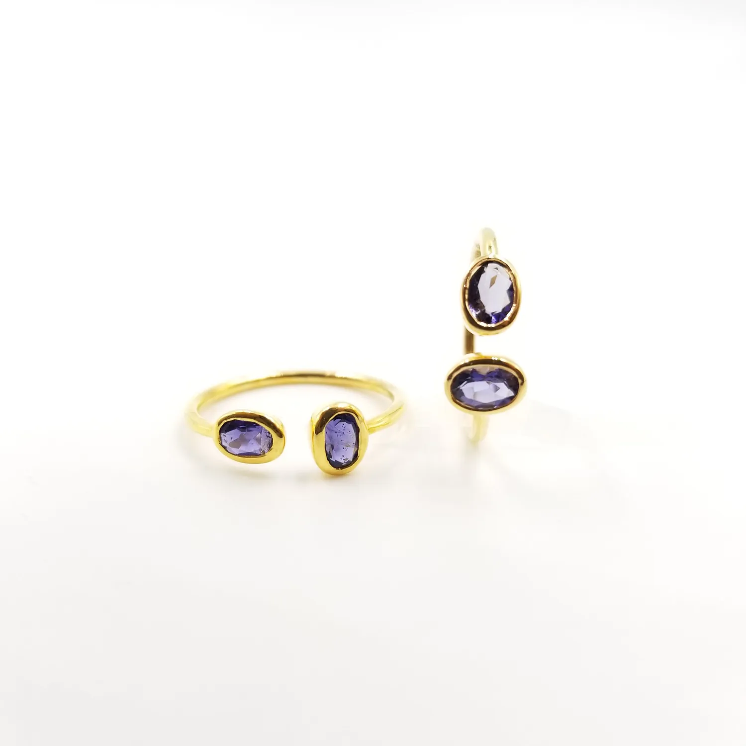 Our Dve 2 Stone Amethyst anello oro ametista