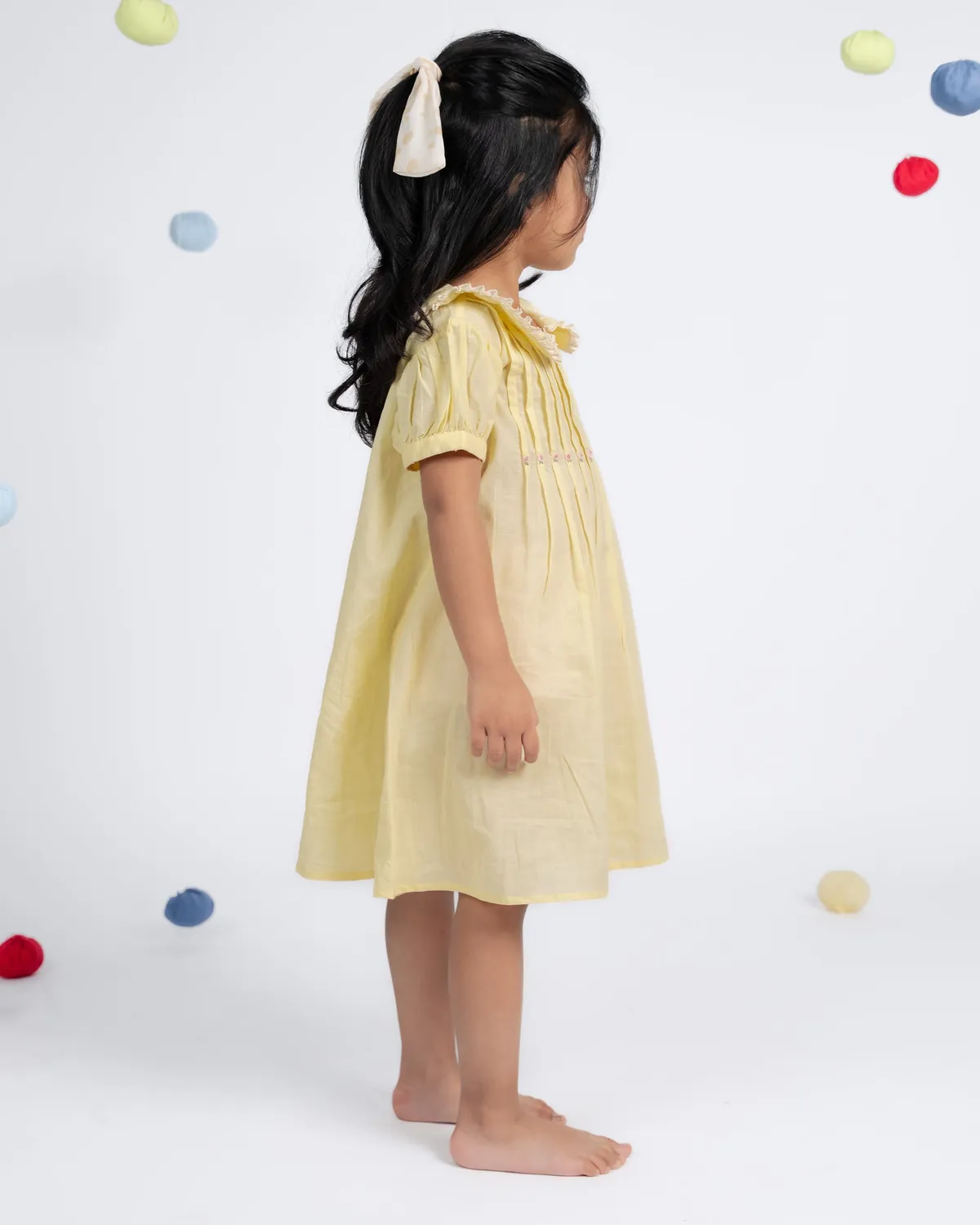 Our Dve Daisy abito bambina giallo limone cotone