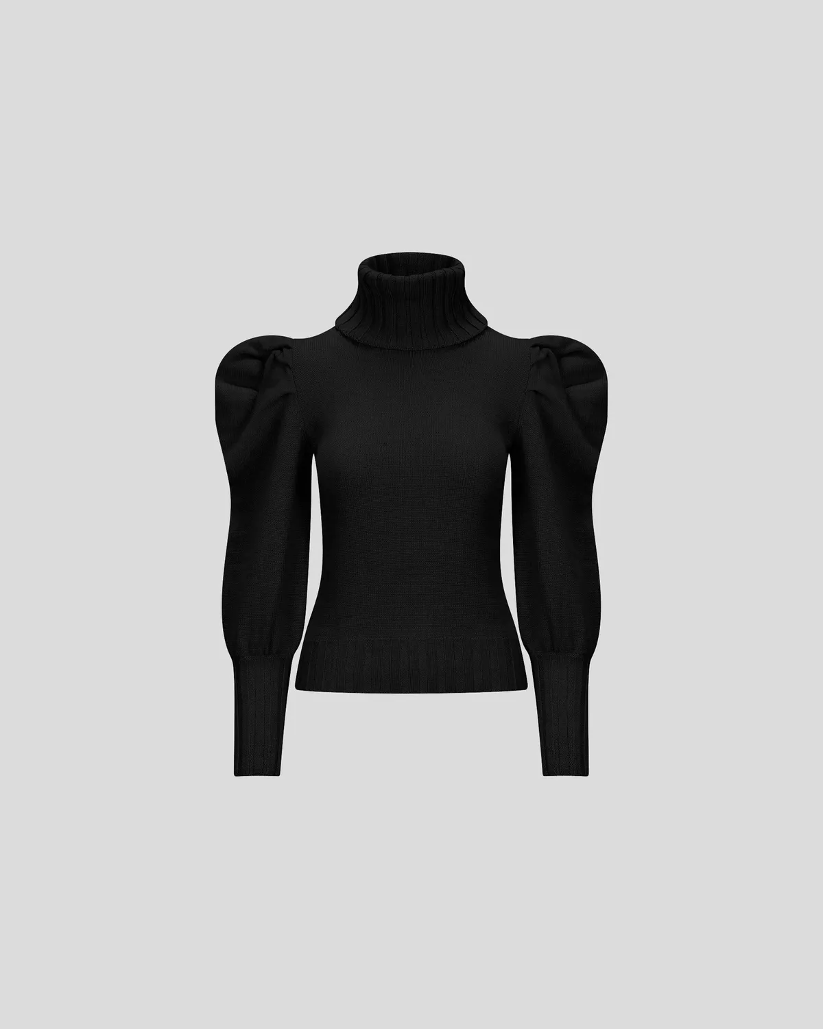 Violante Nessi Georgia maglione nero collo alto merino Zegna