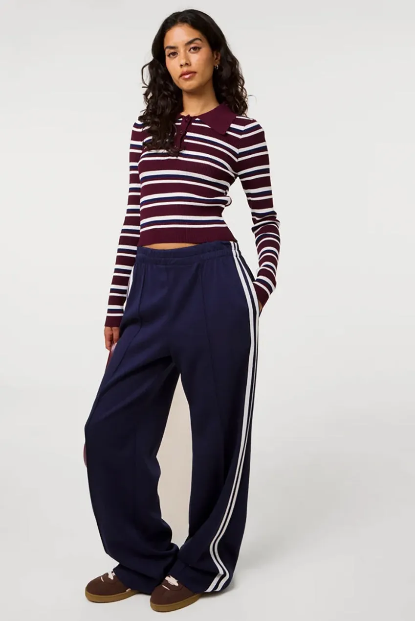 Pink Vanilla Stripe maglione righe vino manica lunga