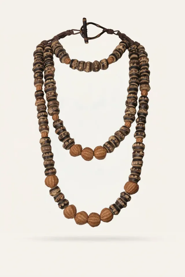 Johanna Ortiz Bamboo Meets Rodeo collana marrone 3 fili