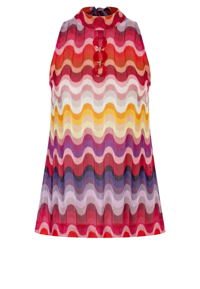 Ana Alcazar Piwya top in maglia traforata fantasia