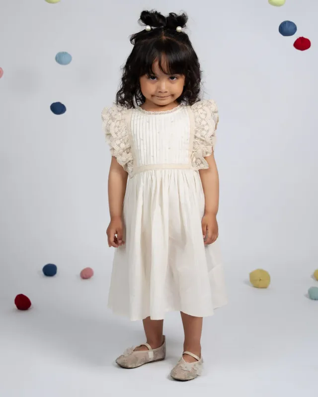 Our Dve Rosie abito bambina beige cotone