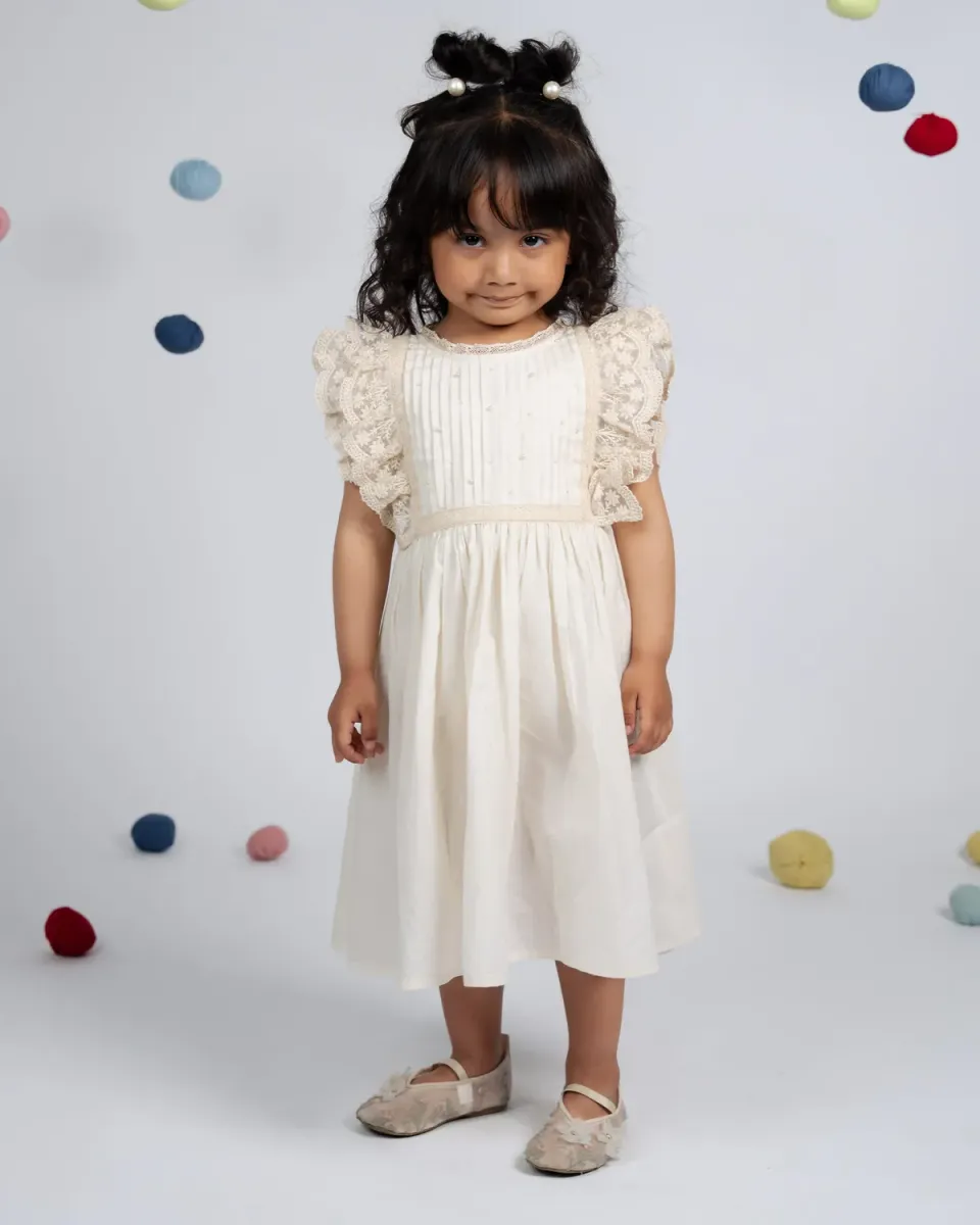 Our Dve Rosie abito bambina beige cotone