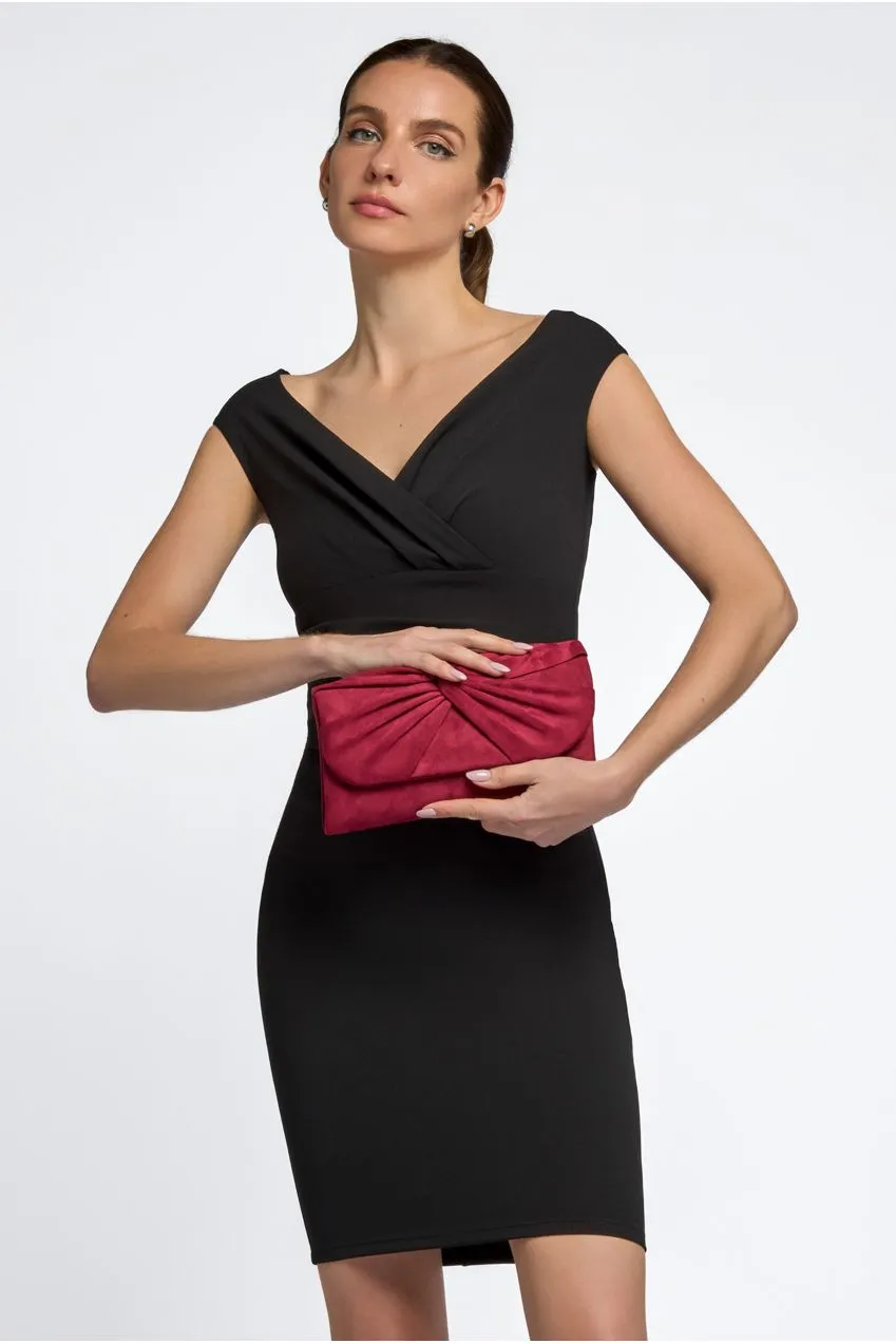 Goddiva Knot Detail pochette bordeaux scamosciata
