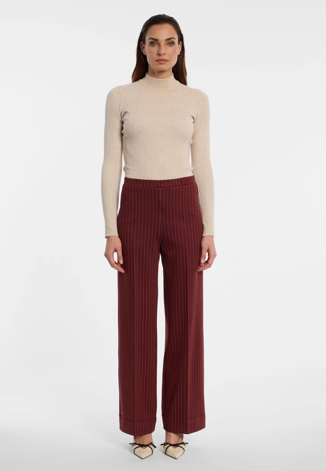 Ana Alcazar Elbrisa pantaloni Marlene bordeaux gessati