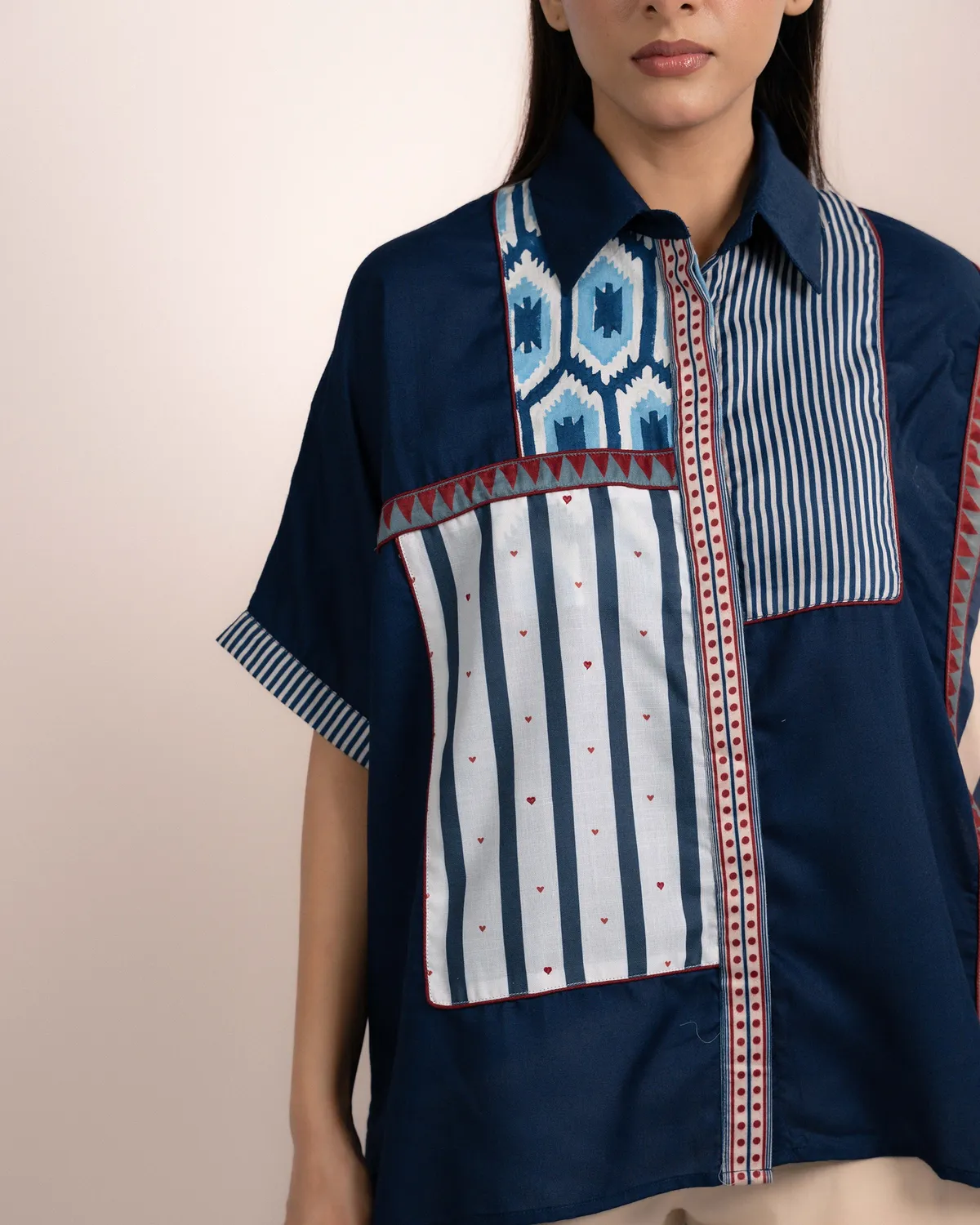 Our Dve Jojo Shirt camicia modal blu indaco