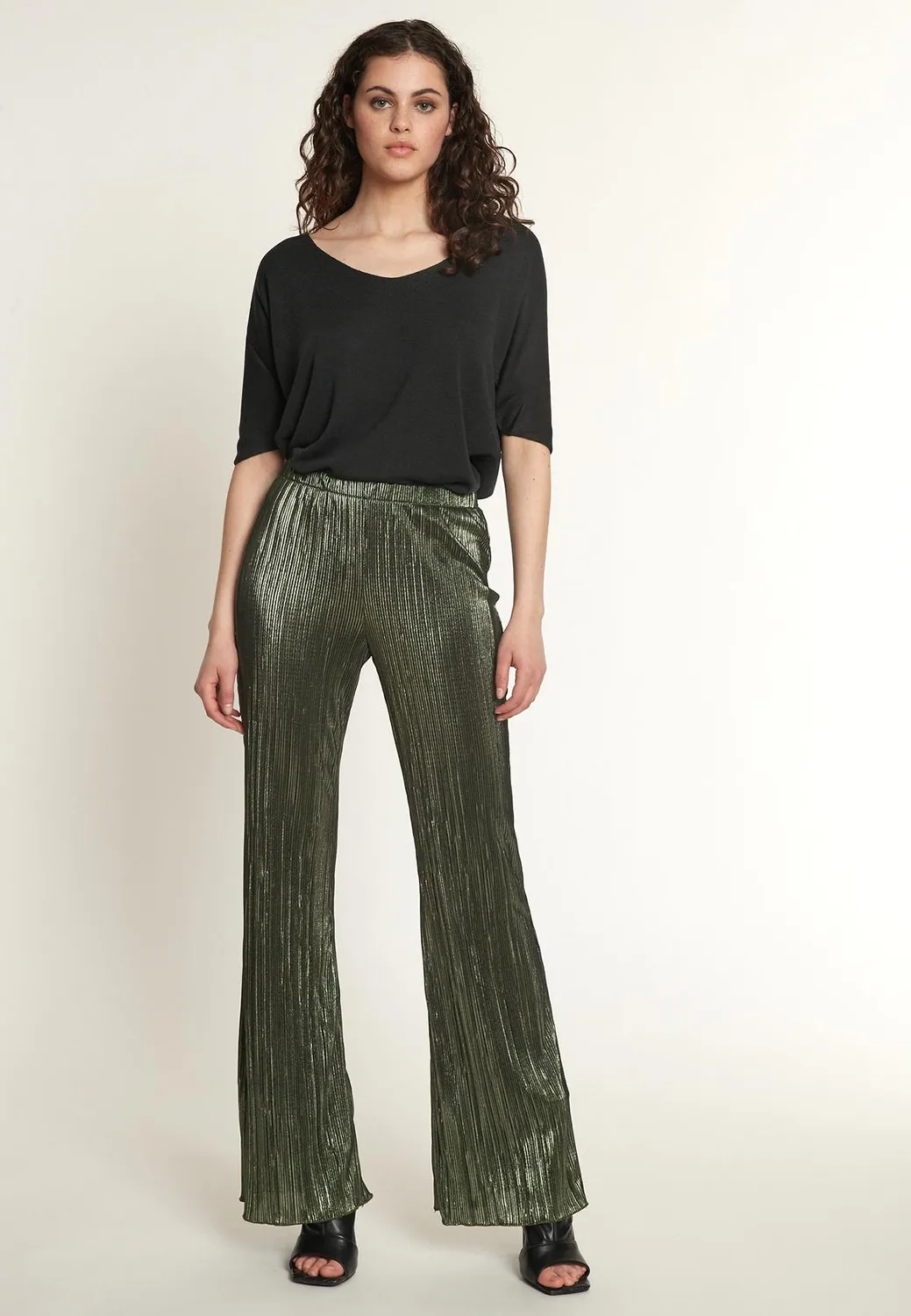 Ana Alcazar Ogyna pantaloni plissettati verde oliva
