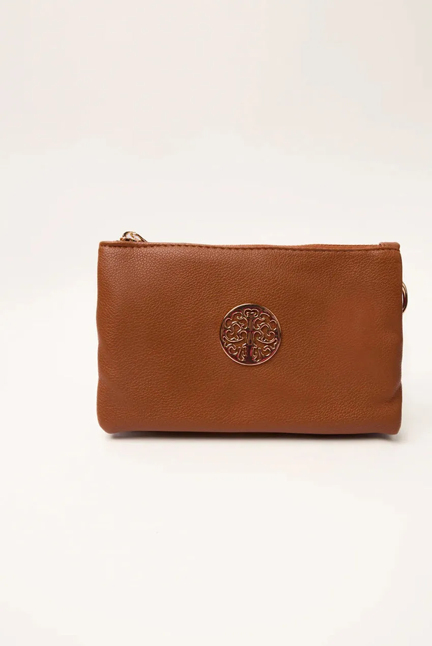 Blue Vanilla clutch beige pochette zip con tracolla