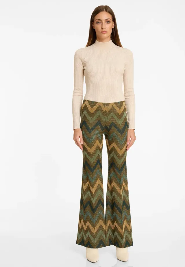 Ana Alcazar Avesi pantaloni zampa lurex oliva