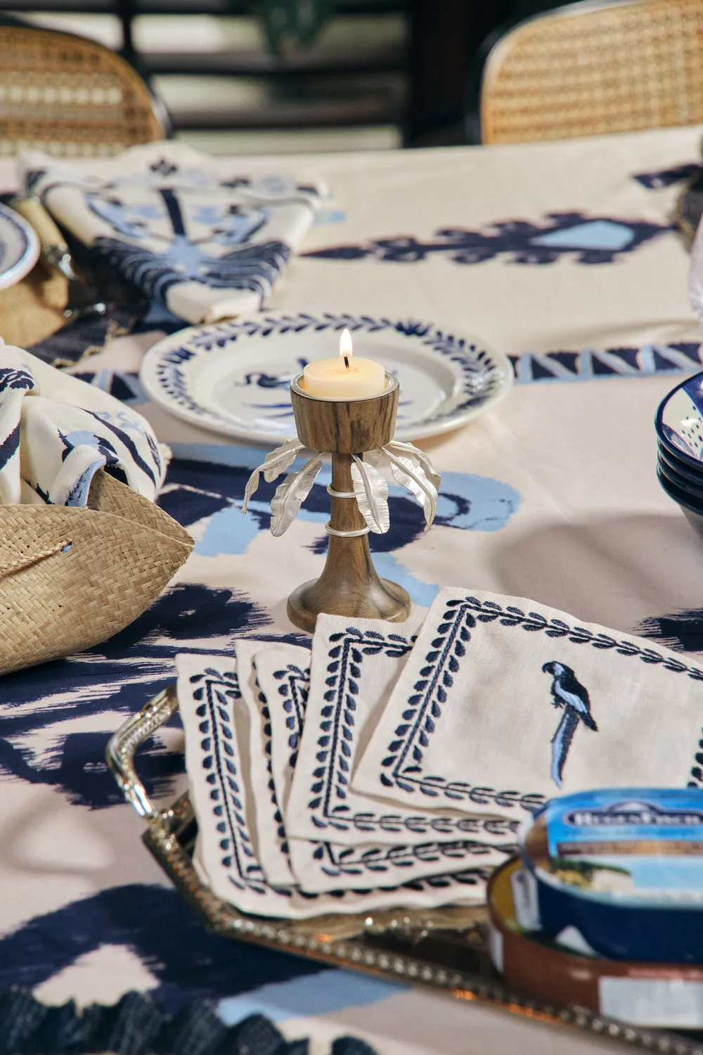 Johanna Ortiz Caica Set 4 tovaglioli lino blu