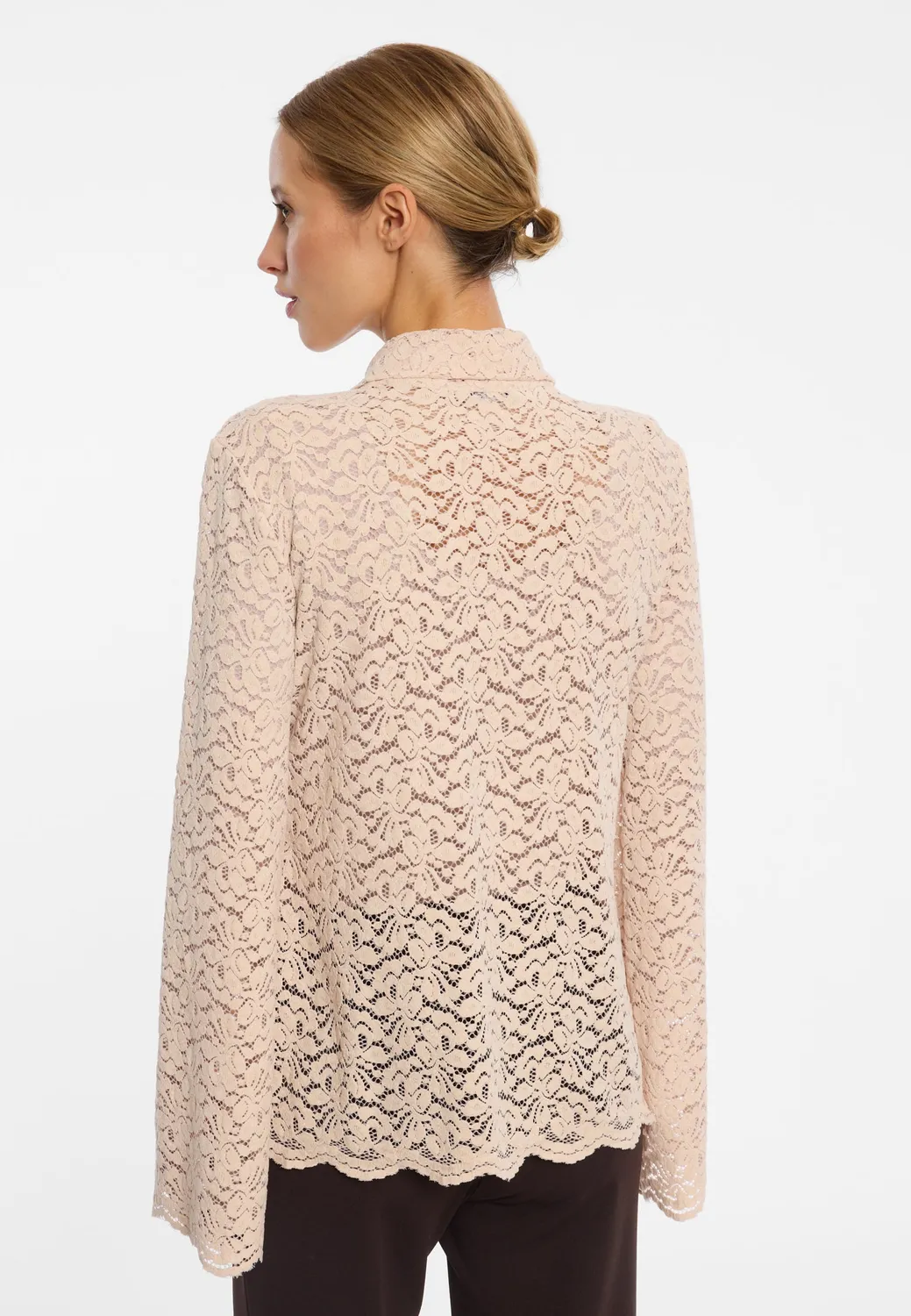 Ana Alcazar Enloryas blusa in pizzo cipria a fiori