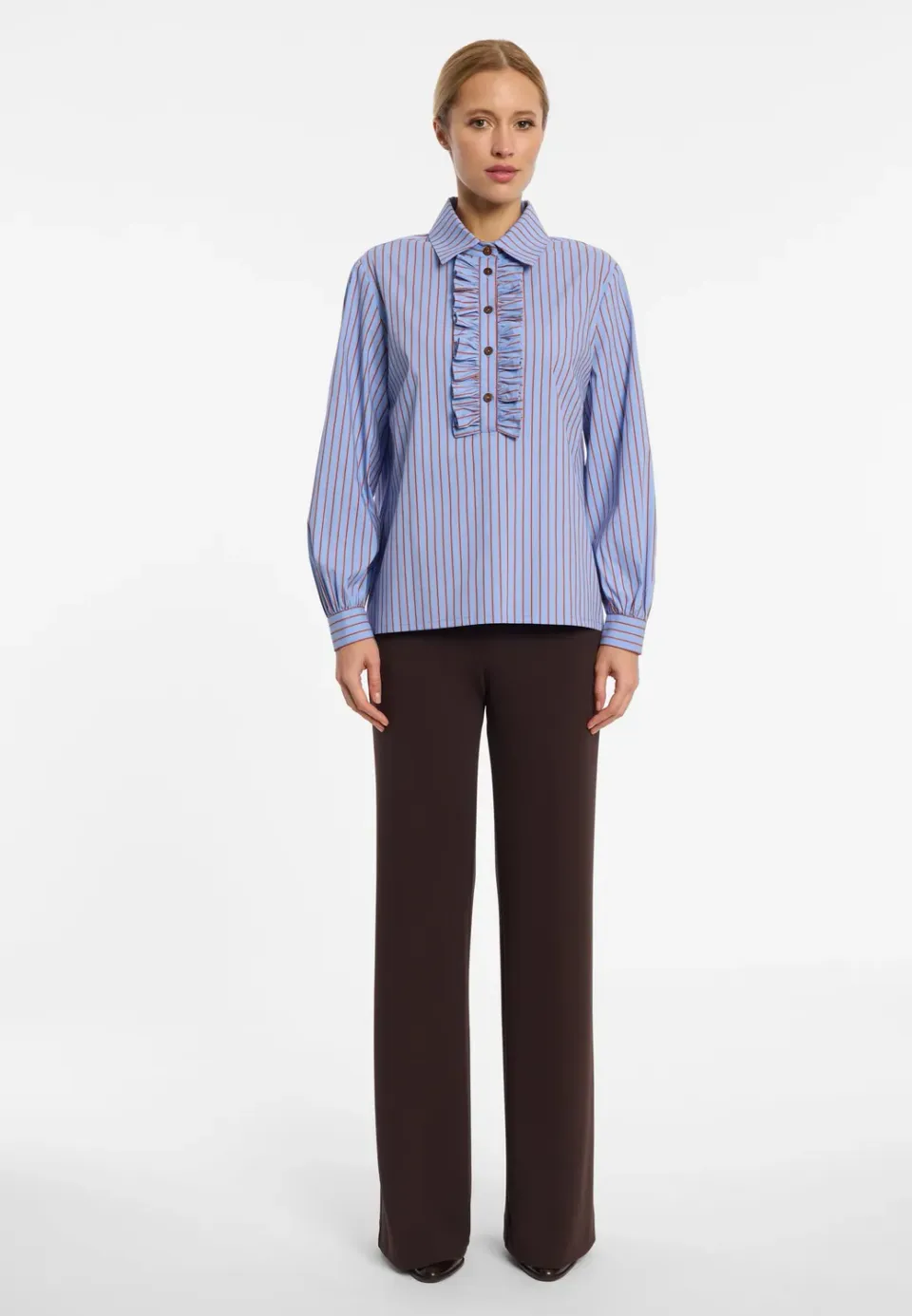 Ana Alcazar Evamoris camicia azzurra cotone a righe