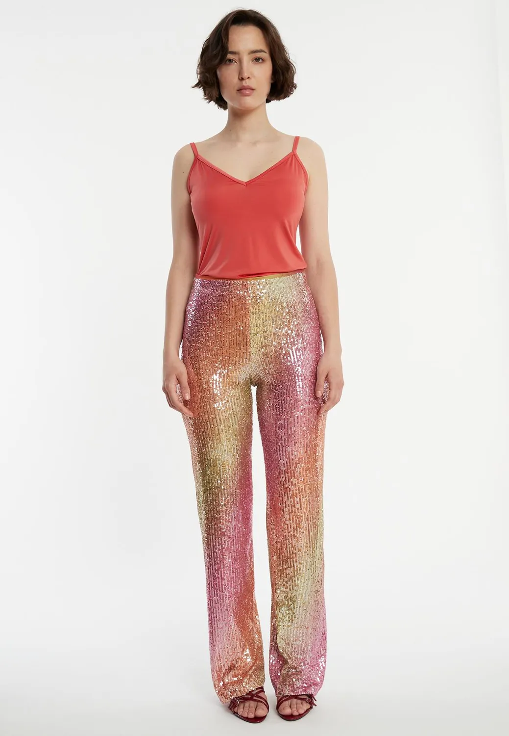 Ana Alcazar Zagea pantaloni paillettes rosa