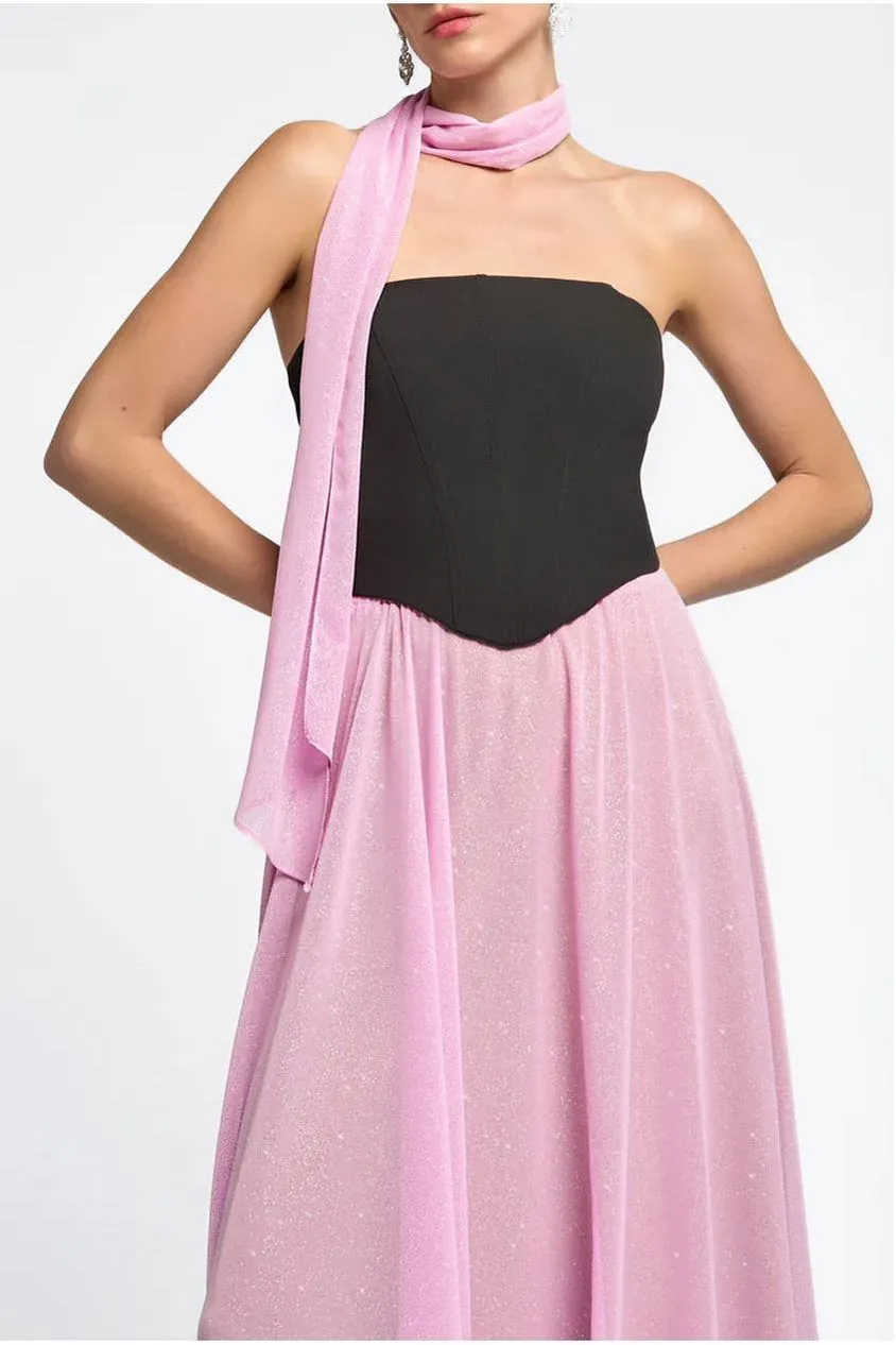 Goddiva Glitter Chiffon sciarpa nero glitter leggera