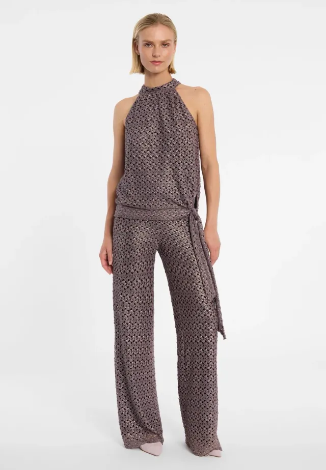 Ana Alcazar Dulia top halterneck marrone lurex