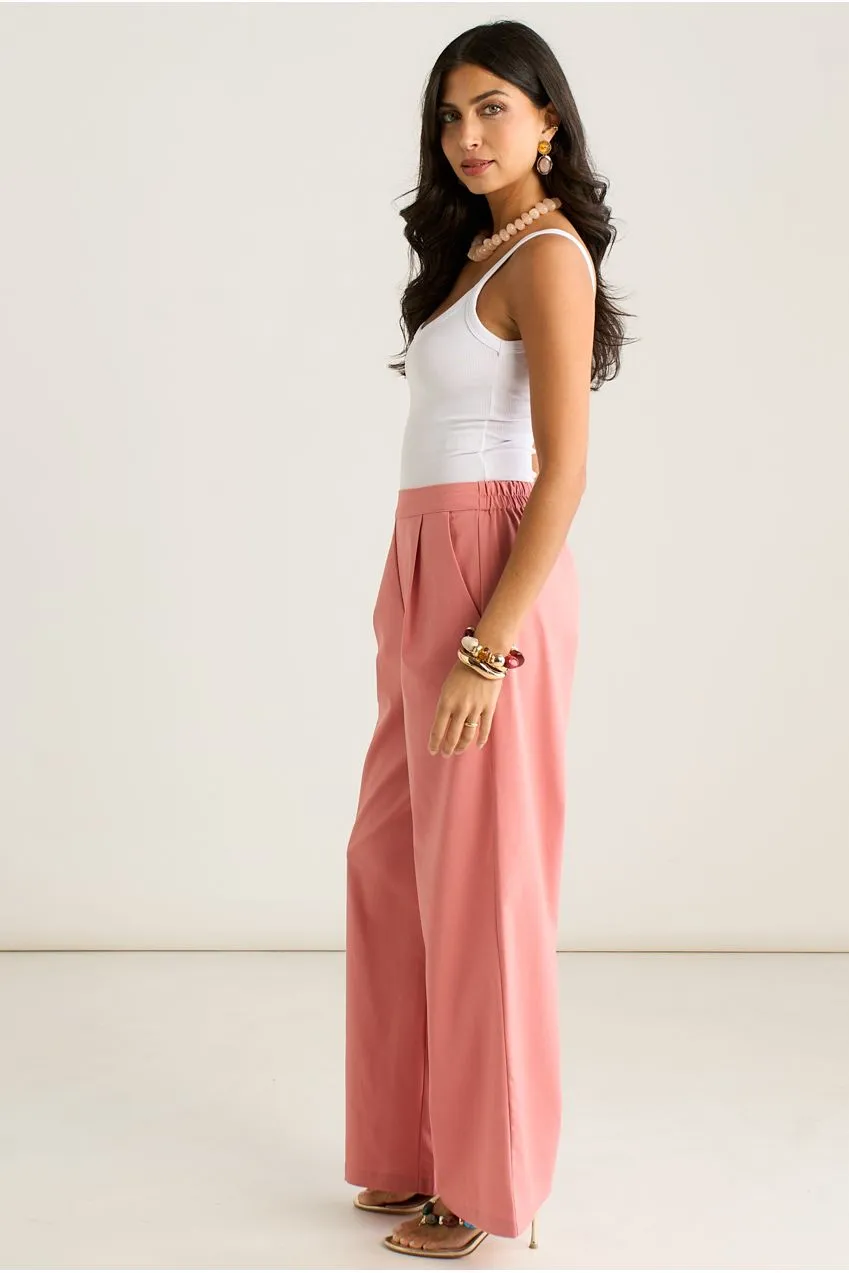 Gini London GL2229 pantaloni corallo lino gamba larga
