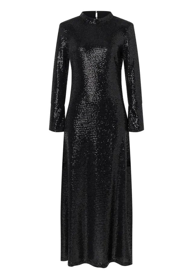 Ana Alcazar Ofrea abito lungo paillettes nero
