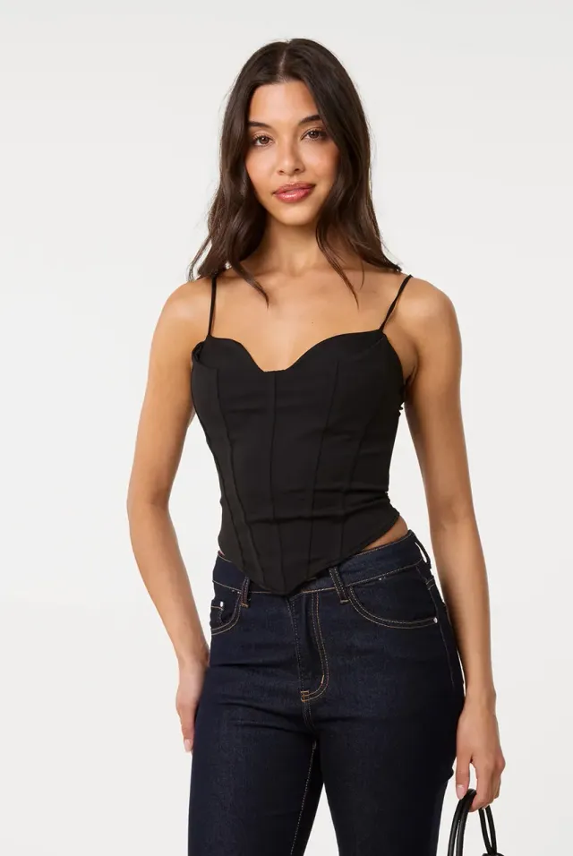 Pink Vanilla bustier top nero coppe scollo cuore
