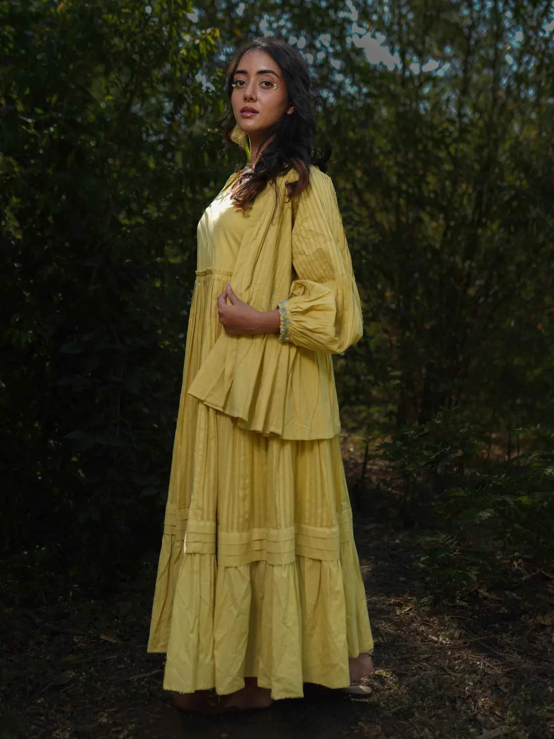 Our Dve Serphina Set abito giacca giallo cotone