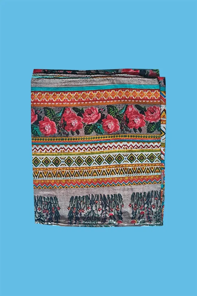 Antica Sartoria DV1751 foulard cotone turchese fantasia