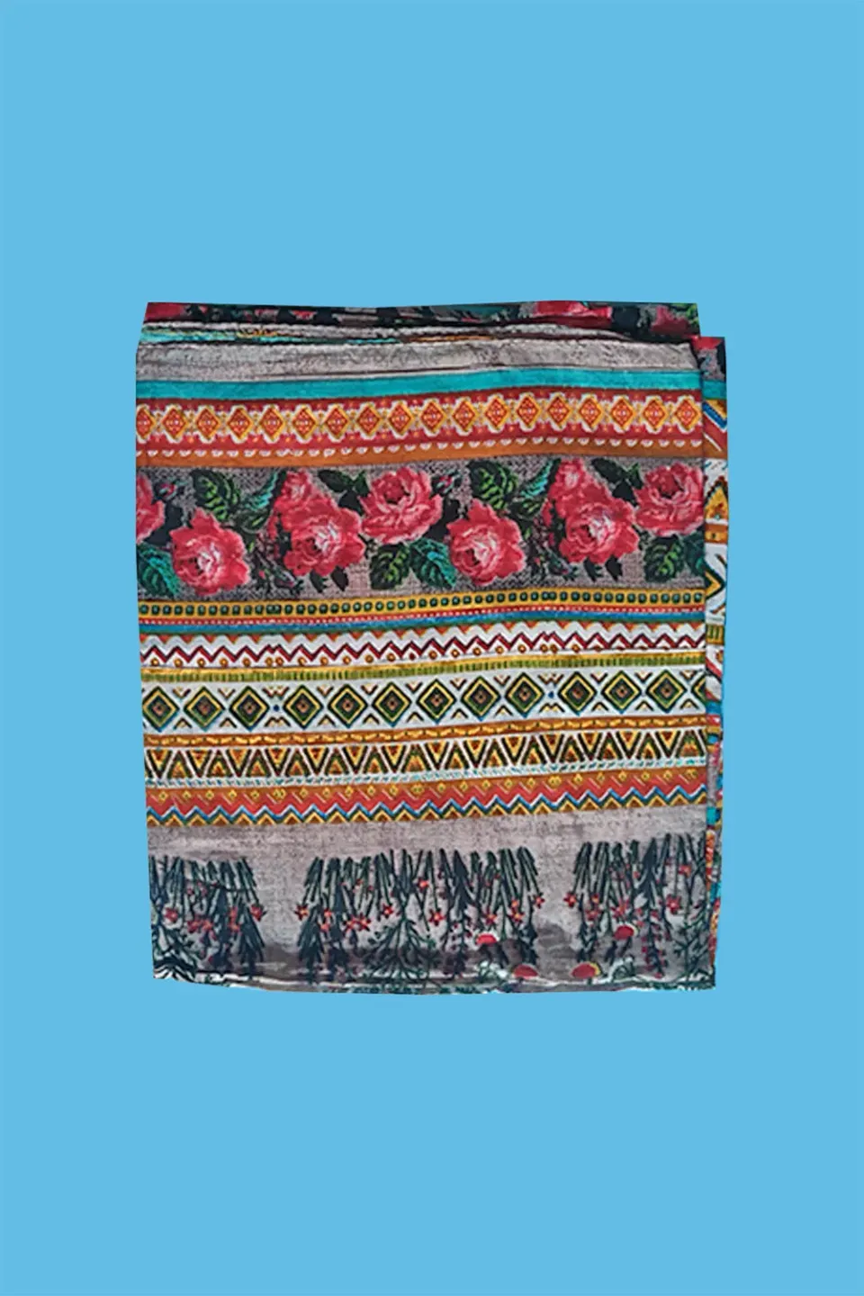 Antica Sartoria DV1751 foulard cotone turchese fantasia