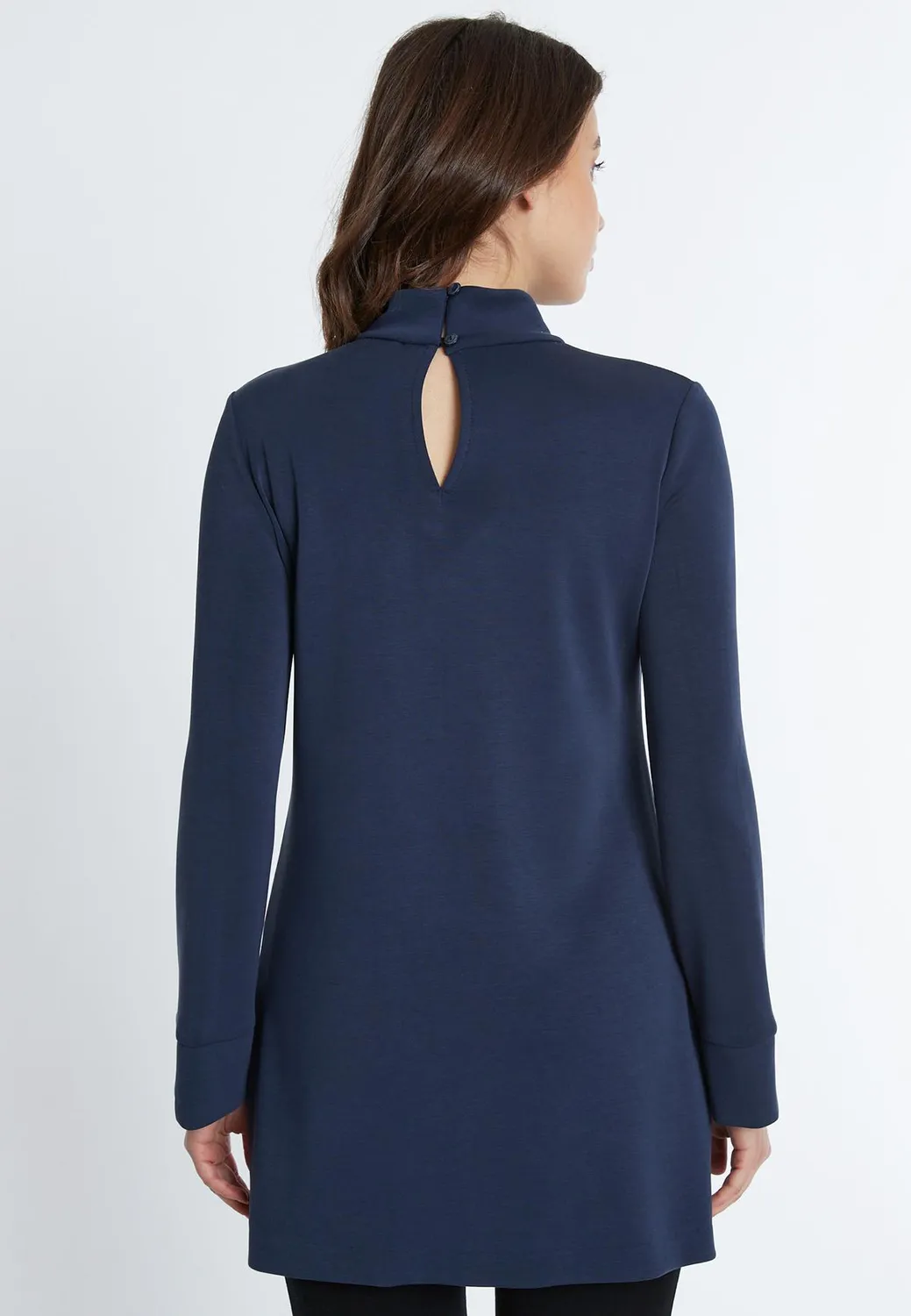 Ana Alcazar Semira top blu jersey collo alto