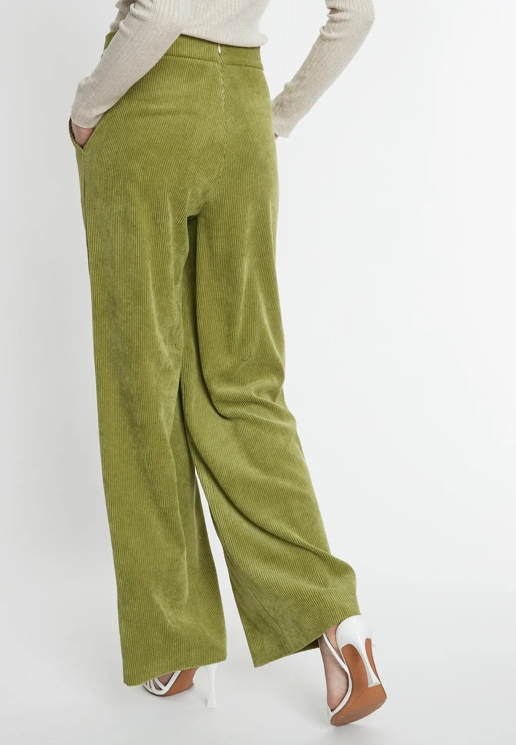 Ana Alcazar Saskea pantaloni velluto verde lime