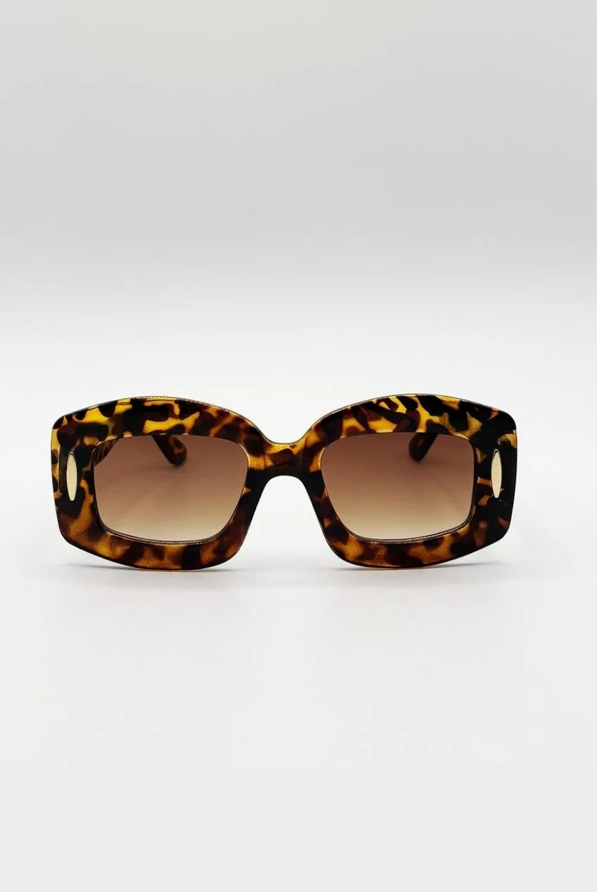 SVNX Rectangle occhiali da sole tartarugati oversize
