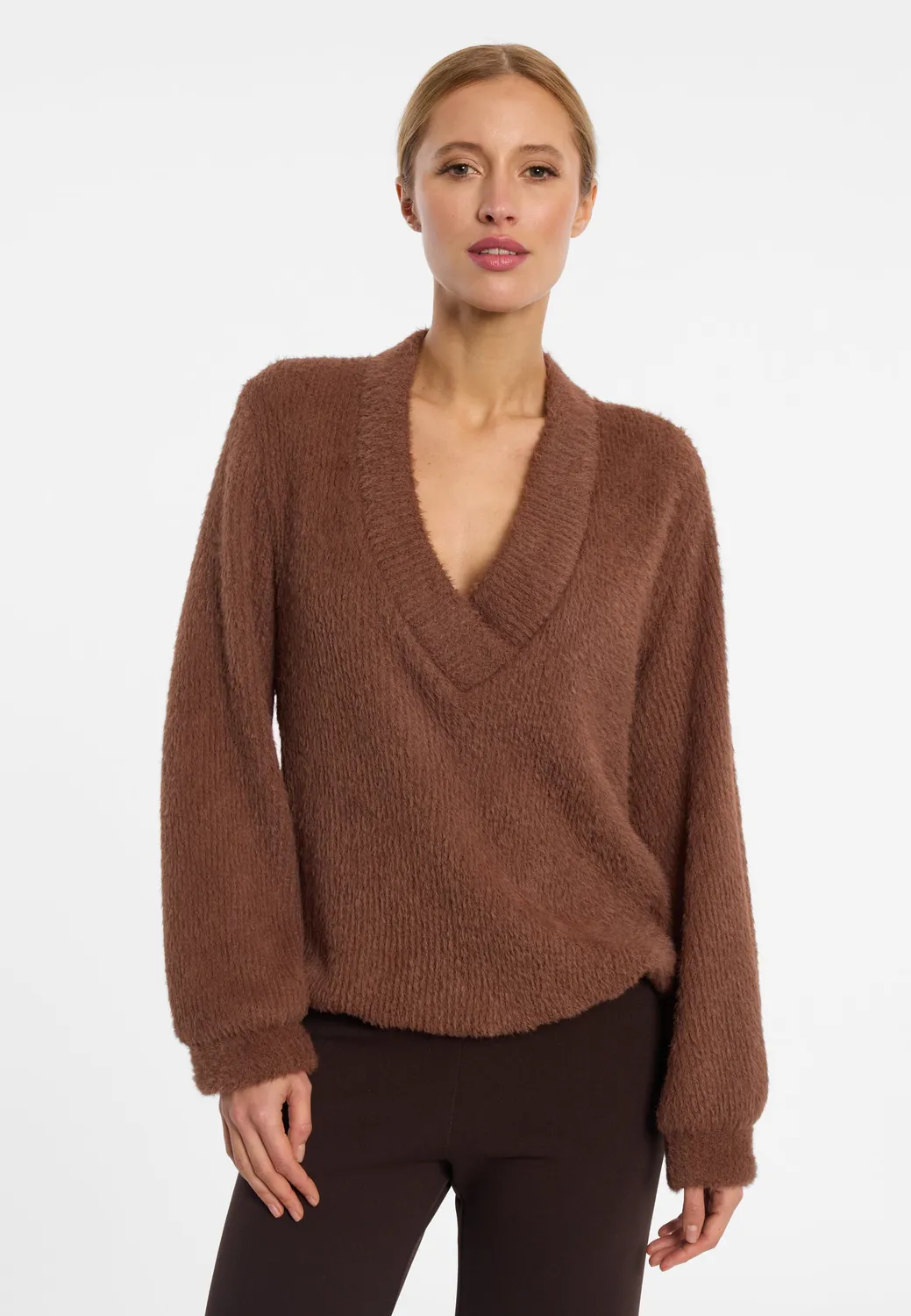 Ana Alcazar Enayas maglione scollo V cognac