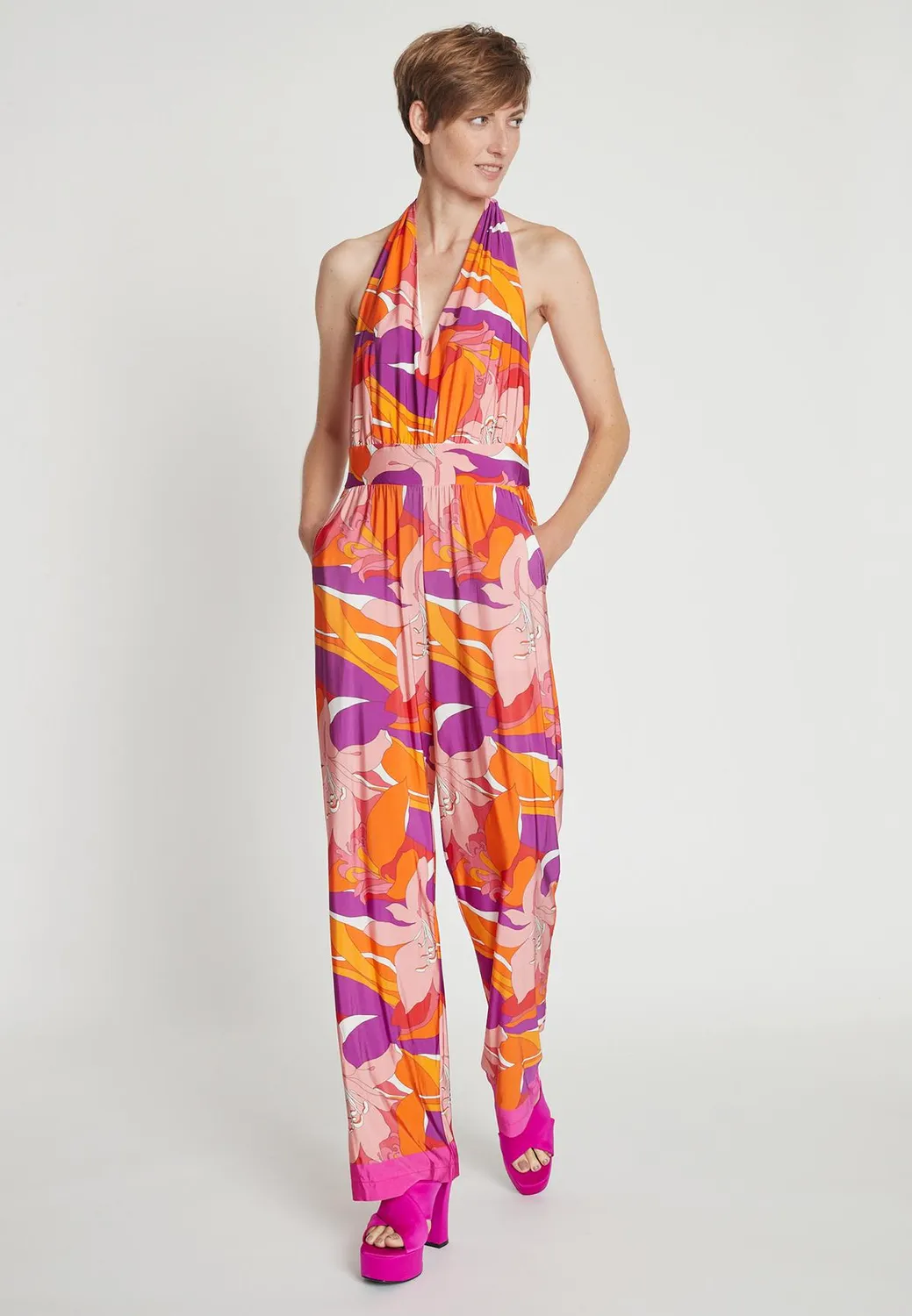 Ana Alcazar Loasa tuta jumpsuit floreale scollo halter