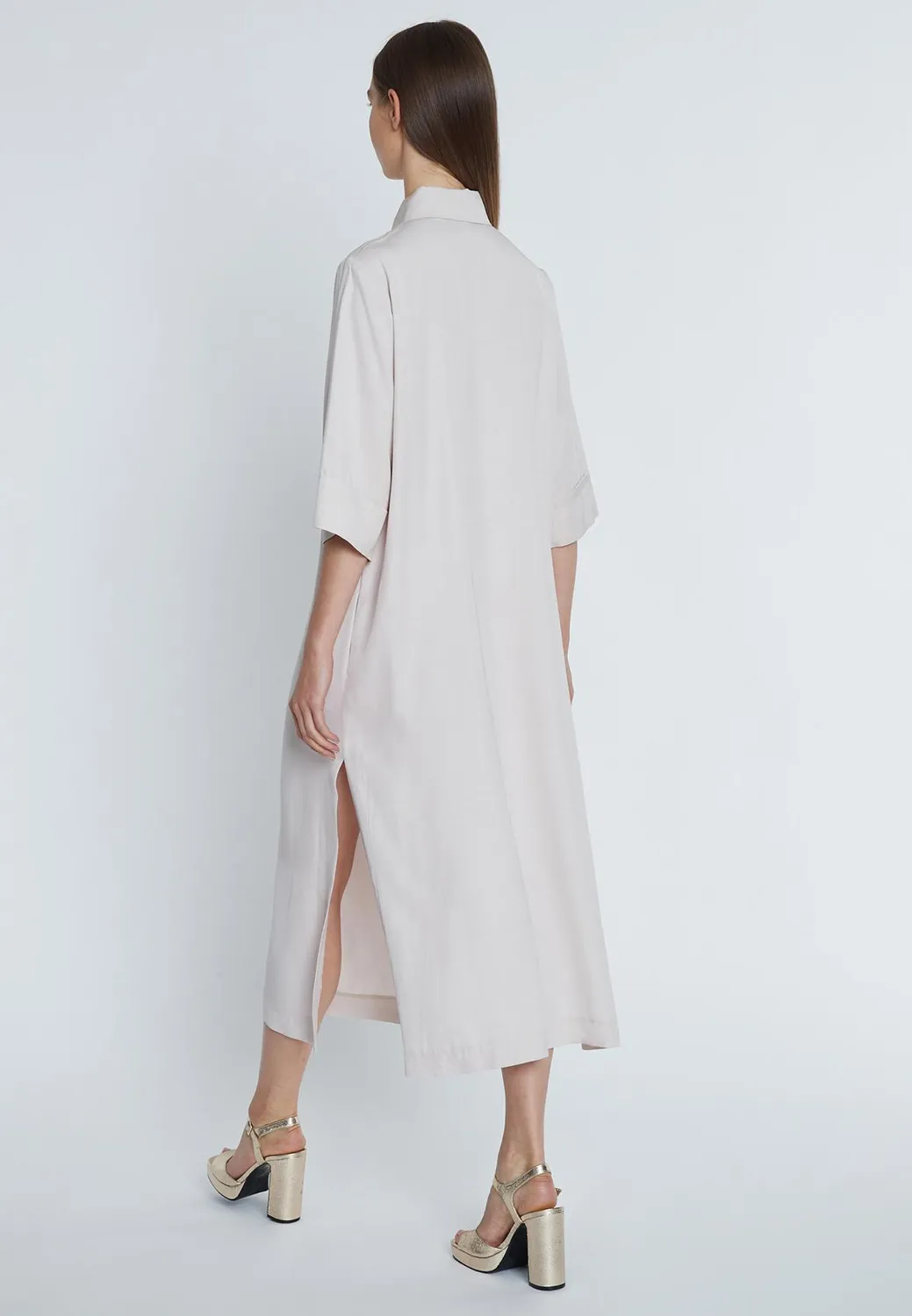 Ana Alcazar Rakosa abito camicia midi beige viscosa