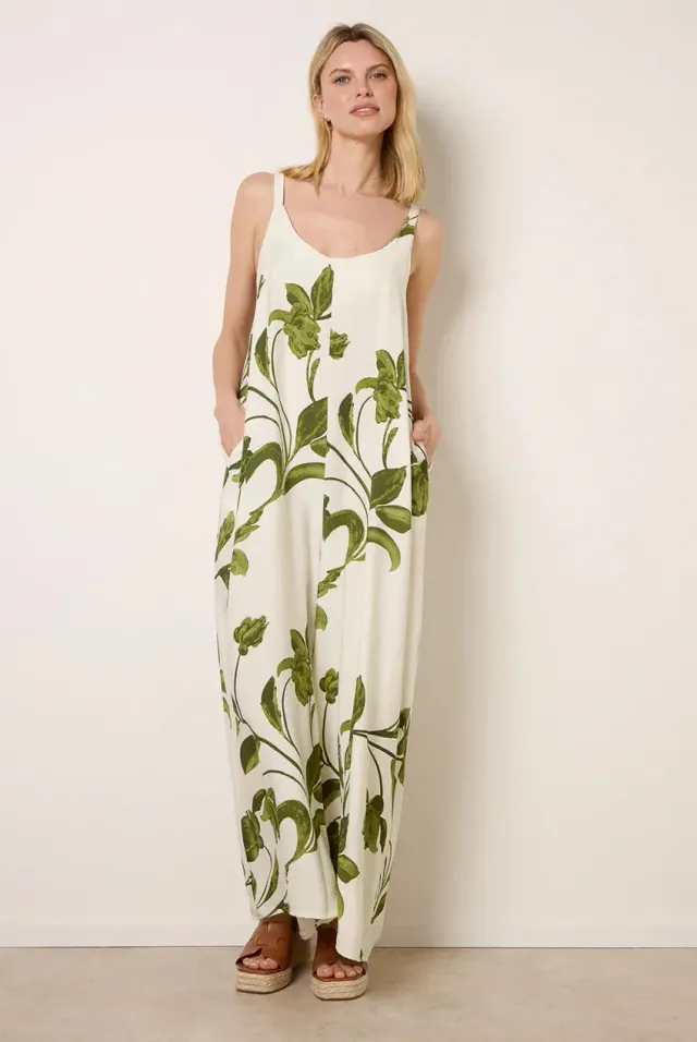 Blue Vanilla tuta gamba larga verde floreale M/L intera