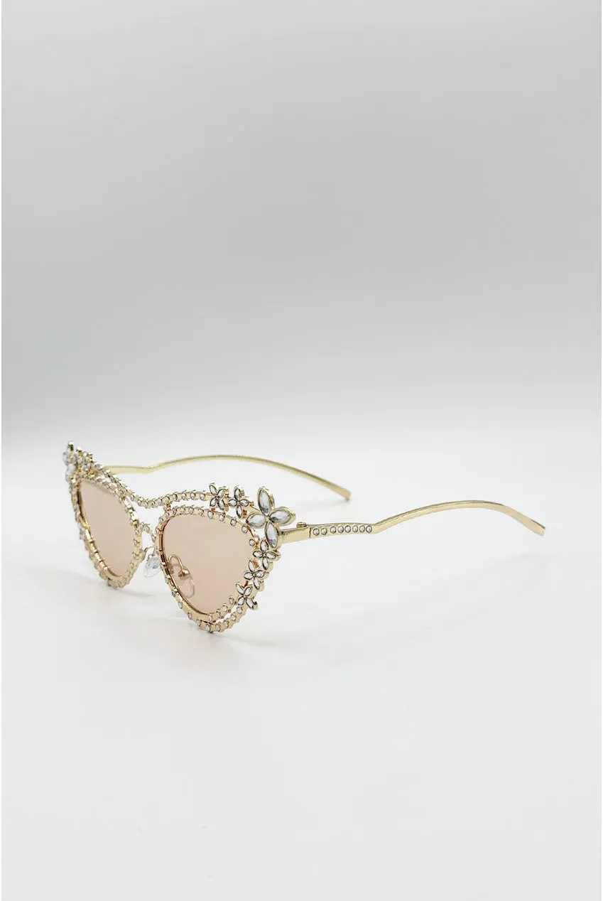 SVNX Diamante Cat Eye occhiali da sole champagne cat eye