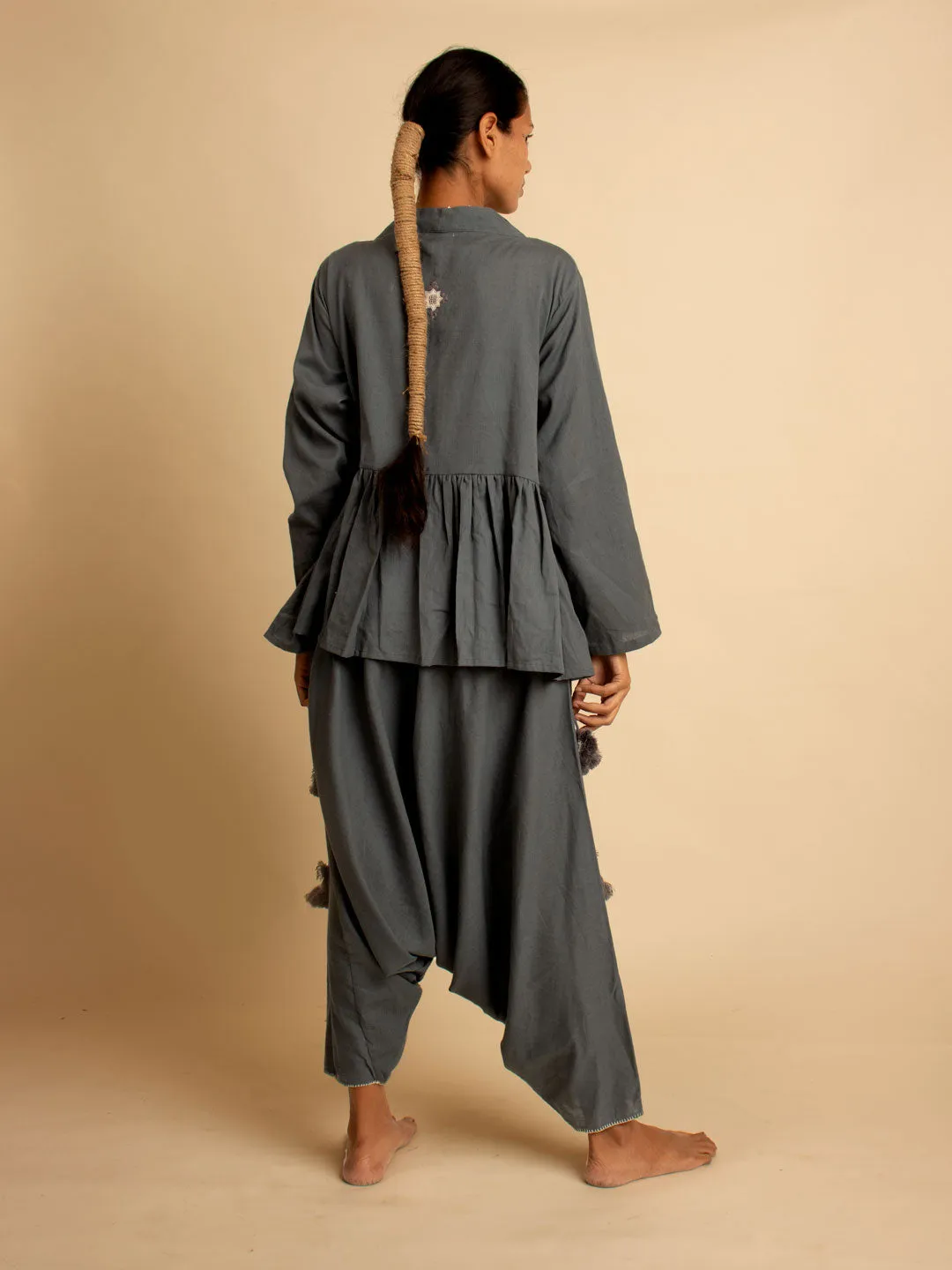 Our Dve Tiba pantaloni grigi tessuti a mano XS-XXL