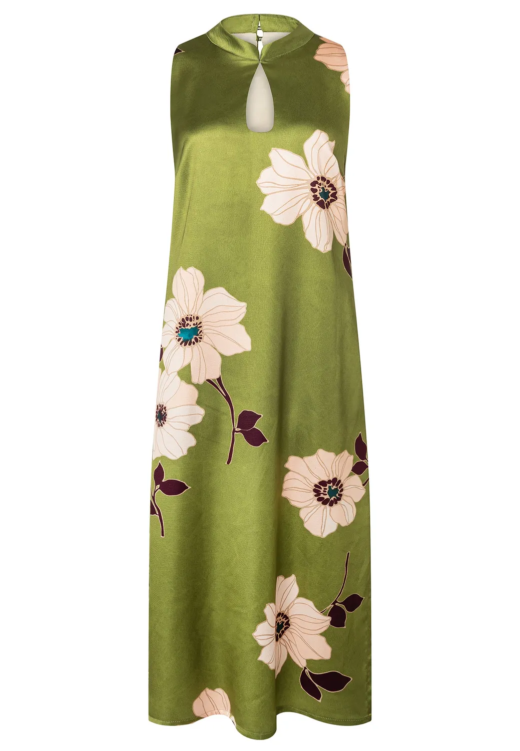 Ana Alcazar Delis abito midi raso verde fantasia