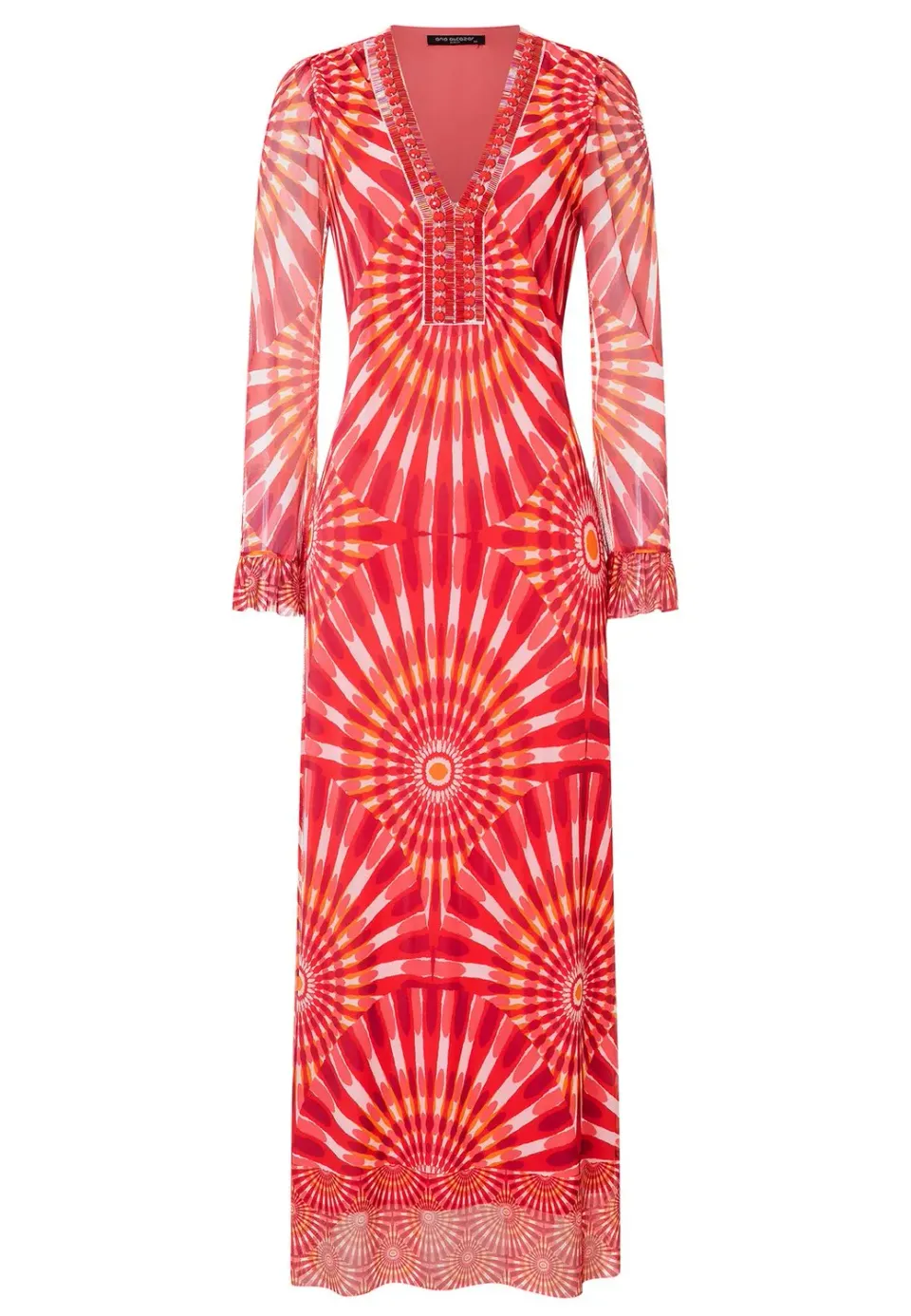 Ana Alcazar Pesali caftano batik rosso ciliegia
