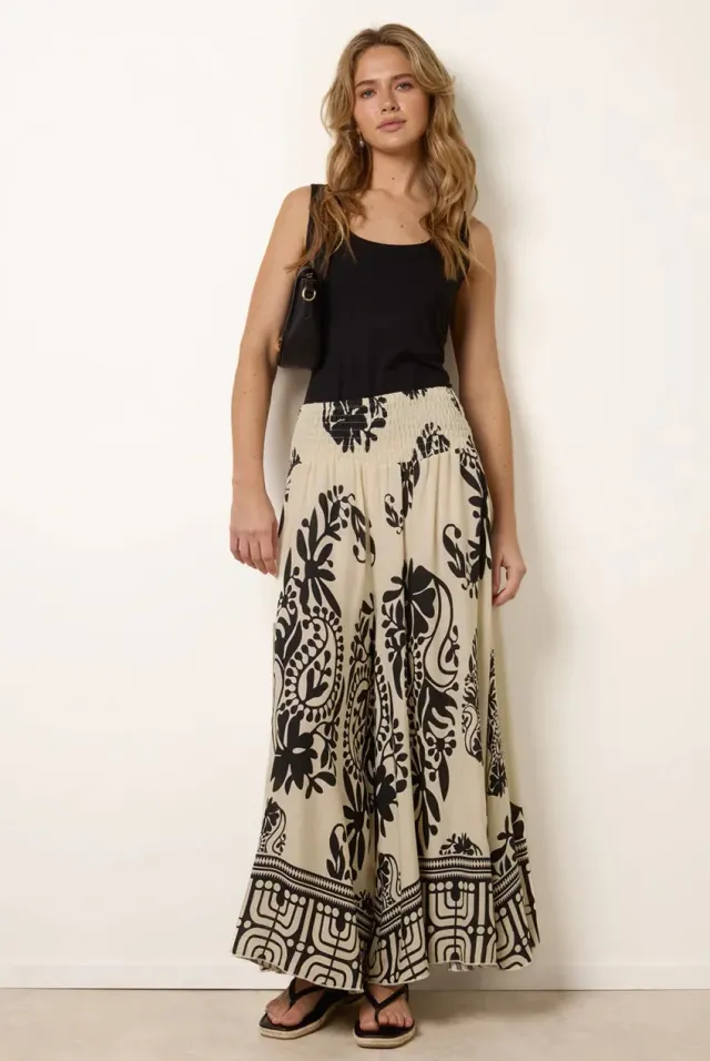 Blue Vanilla Extra Wide Leg pantaloni avorio fantasia